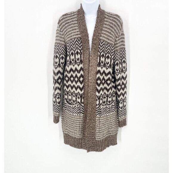 NEW American Eagle Alpaca Knit Cardigan Sweater Longline Fair Isle Open Front XS - Picture 2 of 7